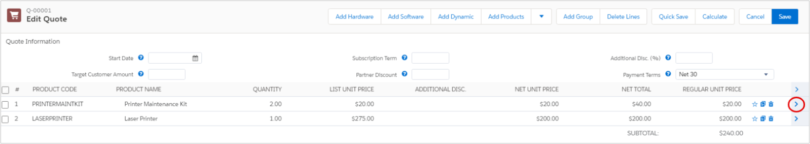 Salesforce CPQ Product Name, Quantity and Prices on Quote Line Editor