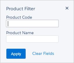 Salesforce CPQ New Created Product Filter Fields and Buttons