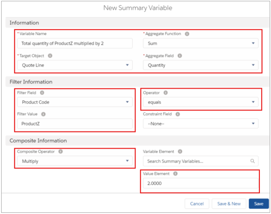Salesforce CPQ New Summary Variable Information Details,Filter Information details and Composite Information Details