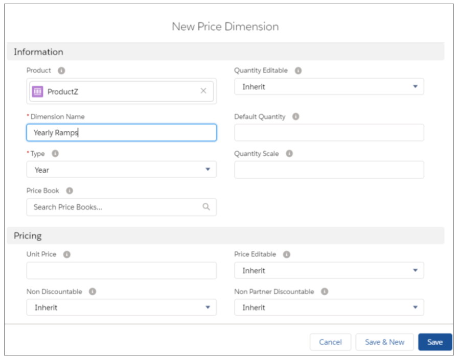 Salesforce CPQ New Price Dimension Information and Pricing Options