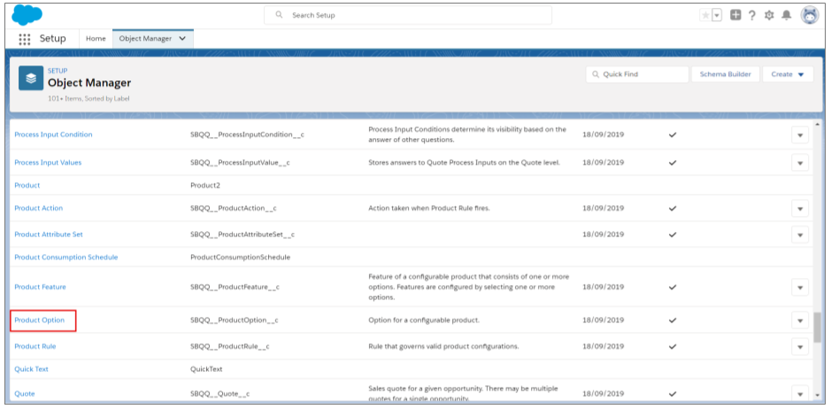 Salesforce CPQ Objects on Setup Object Manager