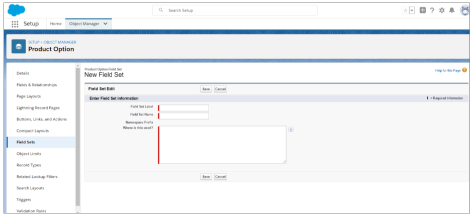 Salesforce CPQ Product Option New Field Set Labels