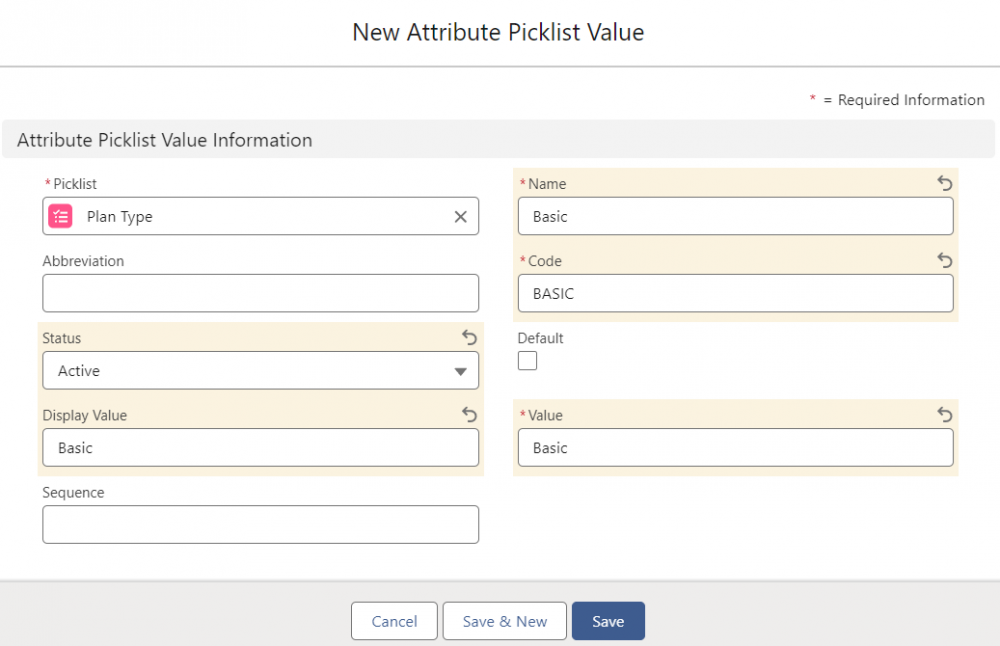 Attribute Picklist Value