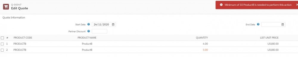 Salesforce CPQ Product Quantity Error on Quote Line Editor