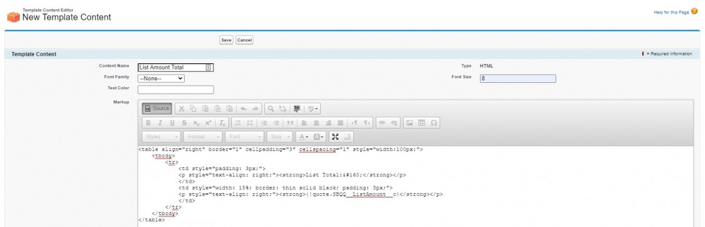 Salesforce CPQ Template Content Source Code