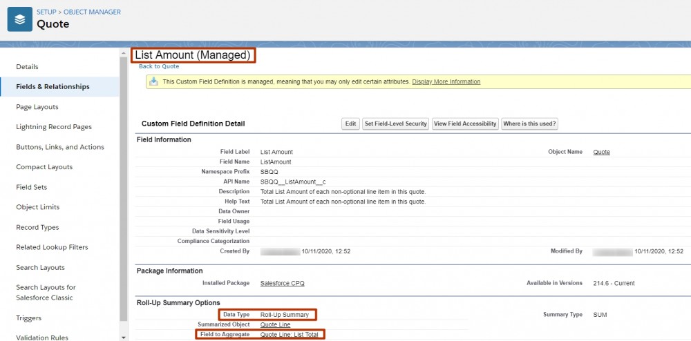 Salesforce CPQ List Amount Field Overview on the Quote Object