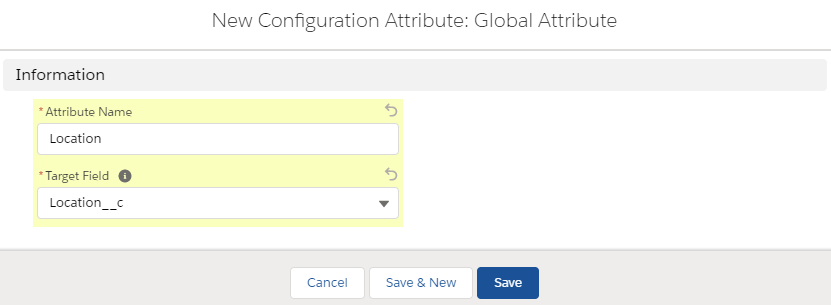 CPQ Location Global Attribute