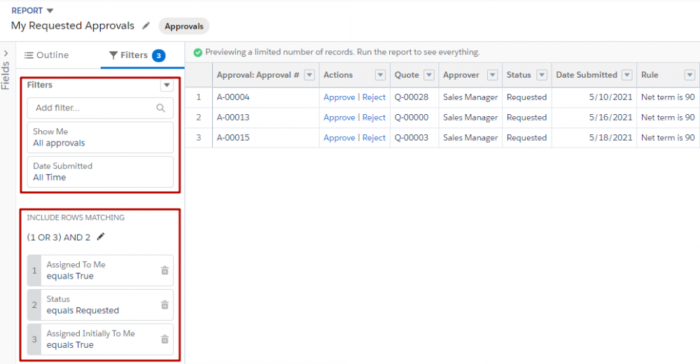 Salesforce CPQ Advanced Approvals List View