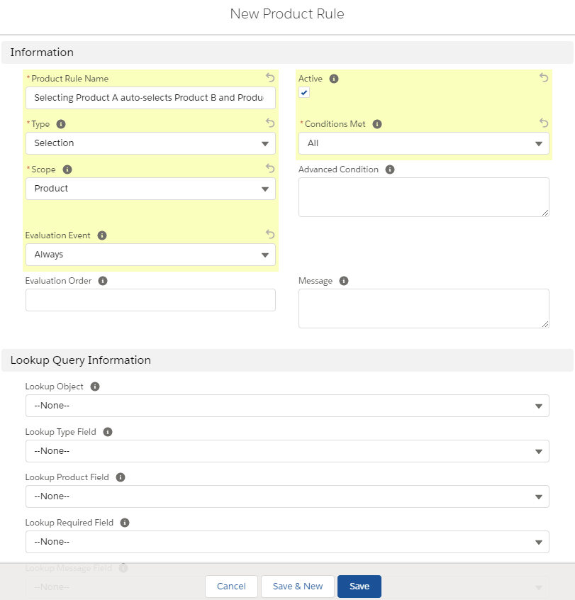 Salesforce CPQ: Selection Product Rules