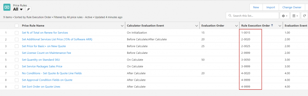 Salesforce CPQ: List View For Sequence Of Price Rules