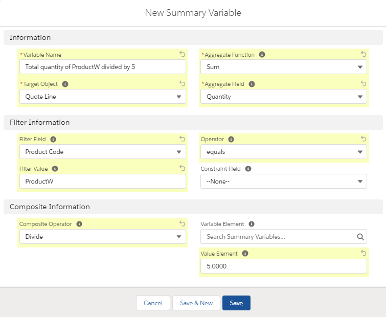 Salesforce CPQ New Summary Variable Fields and Picklists