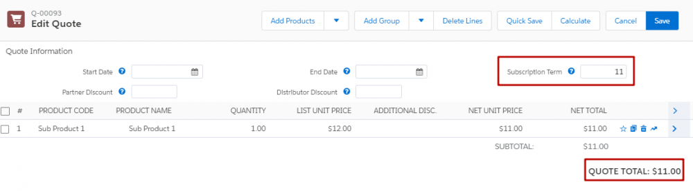 CPQ Product with subscription term on Quote Line Editor