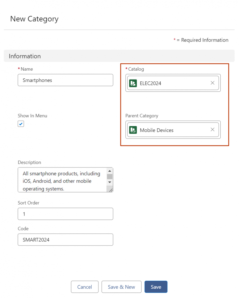 RLM Create Subcategory fields