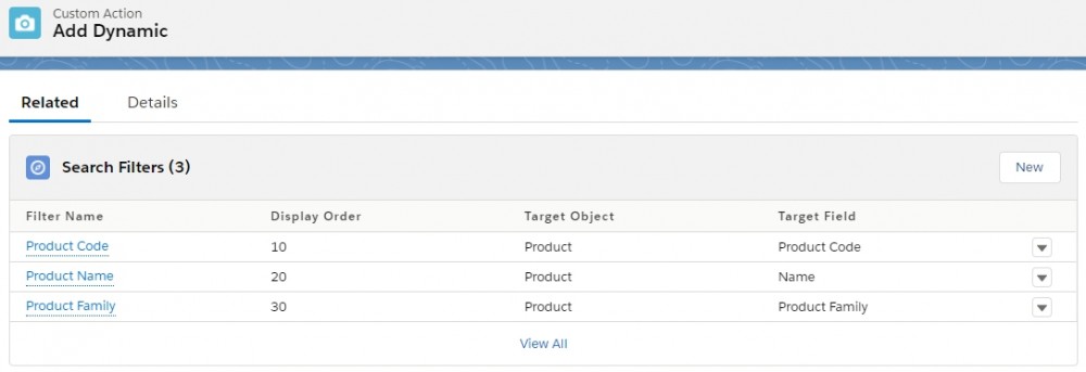 Salesforce CPQ Search Filters for Custom Action-Add Dynamic
