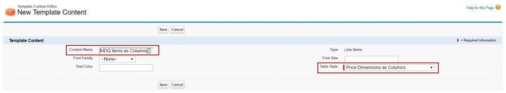 Salesforce CPQ Template Content-MDQ Items Labels