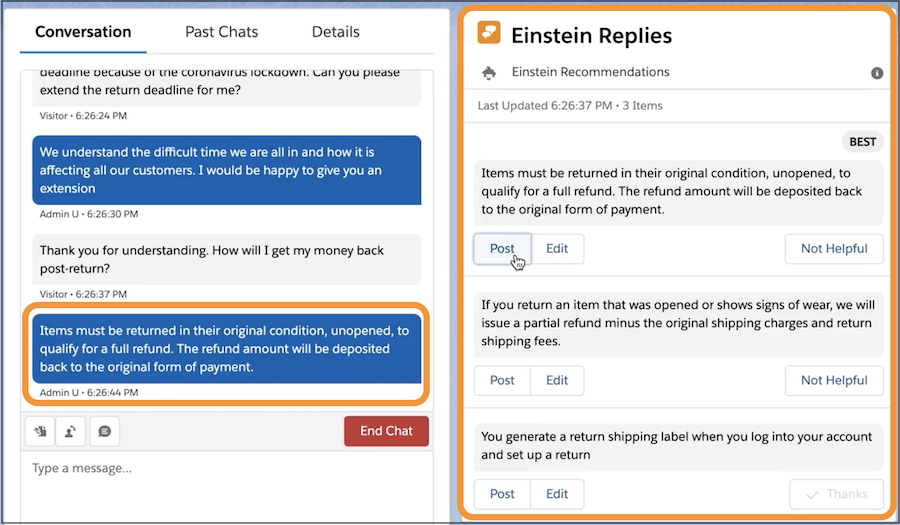 Salesforce CPQ Conversation and Einstein Replies