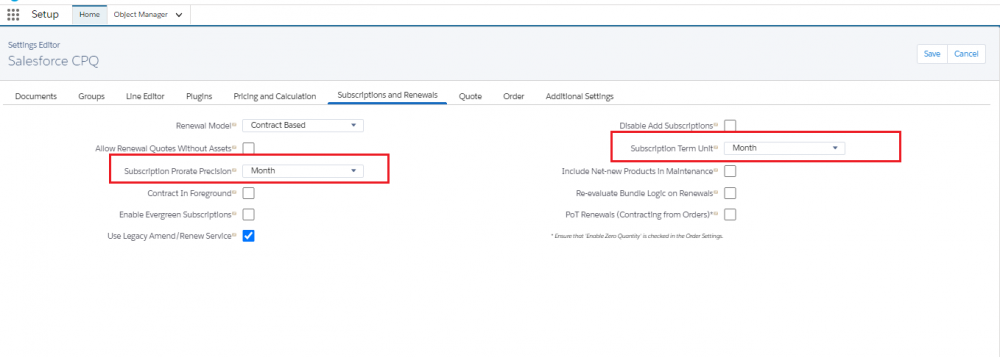 Salesforce CPQ, Set up Subscriptions in Salesforce CPQ, Subscription Term Unit, Subscription Prorate Precision